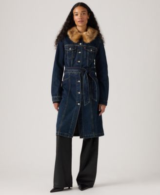Levi's - Women's Longline Fur-Trim Trucker Jacket