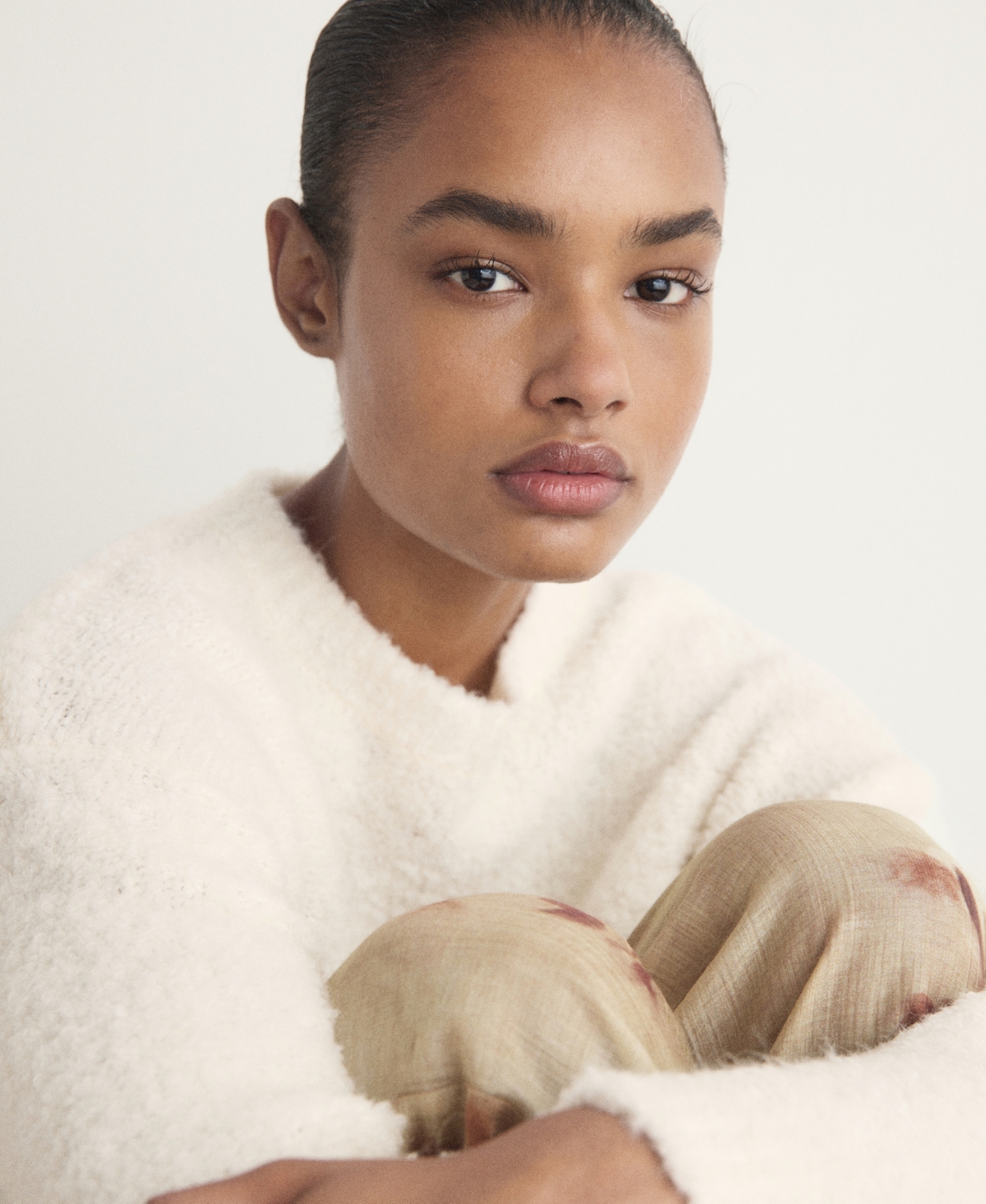 Mango Women's Boucle-effect Pajama Sweater In White