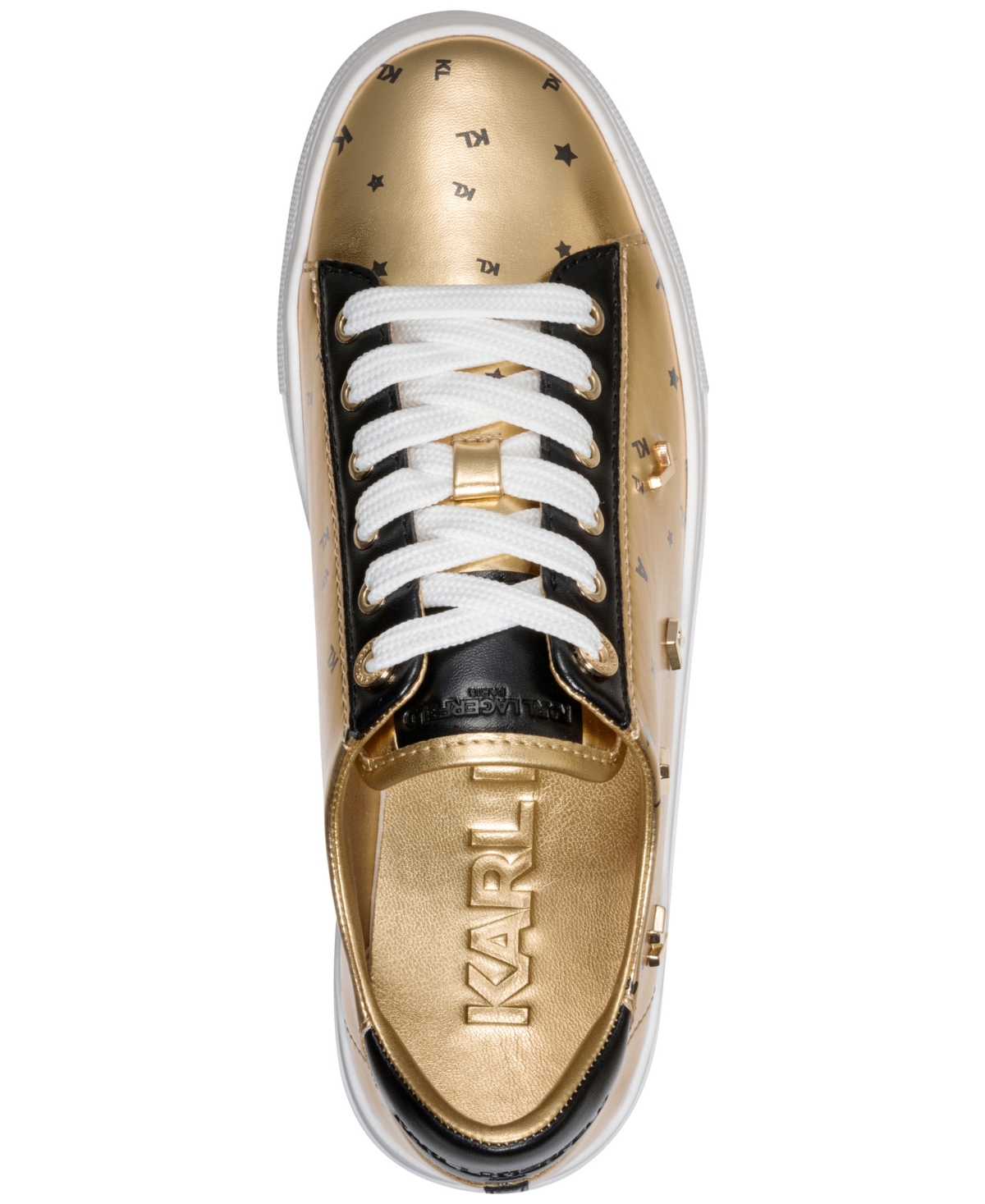 Karl Lagerfeld Paris Women's Cate Foil Lace Up Sneakers