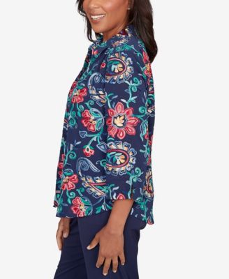 Plus Size Saratoga Springs Paisley Floral Two in One Top with Necklace