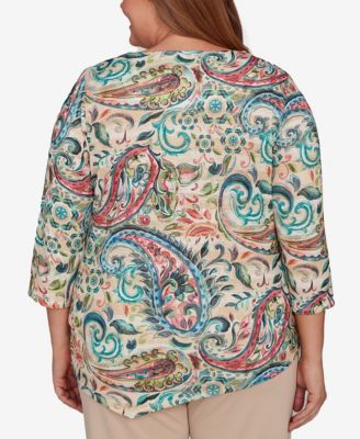 Plus Size Saratoga Springs Classic Paisley Print Pullover Knit Top