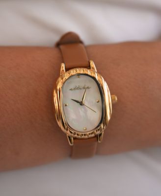 Timeless Texture Gold Plated Leather Watch, 70-110mm