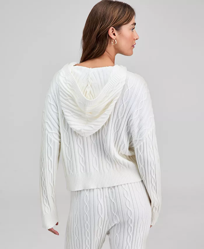 Women's Cable-Knit Pullover Hoodie - thumbnail 7