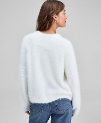 Petite Eyelash Applique Long-Sleeve Sweater, Macy's Exclusive
