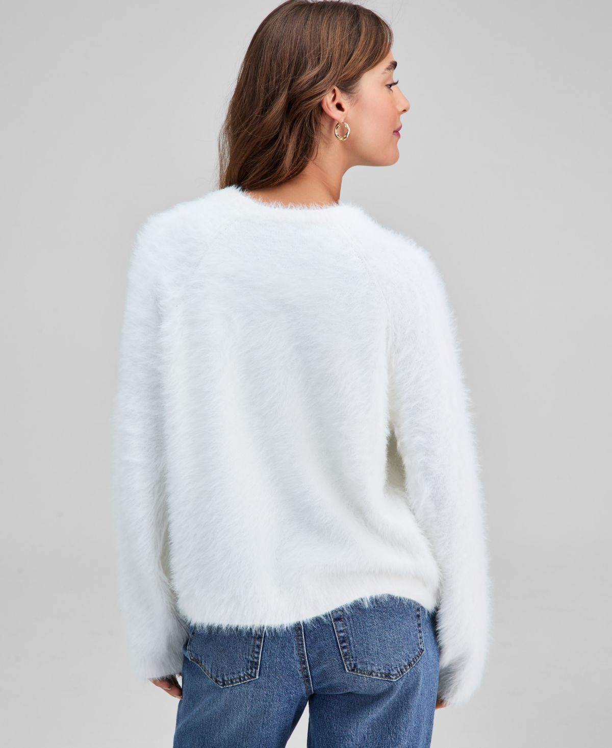 And Now This Petite Eyelash Applique Long-Sleeves Sweater, Macy's Exclusive