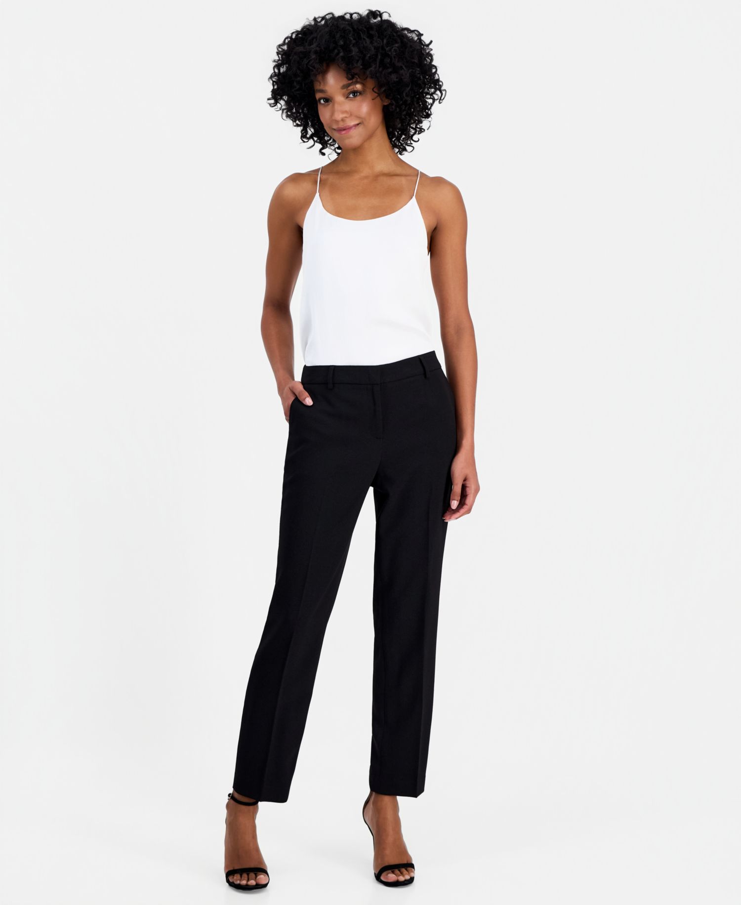 Women's Crepe Grace Mid-Rise Straight-Leg Ankle Pants