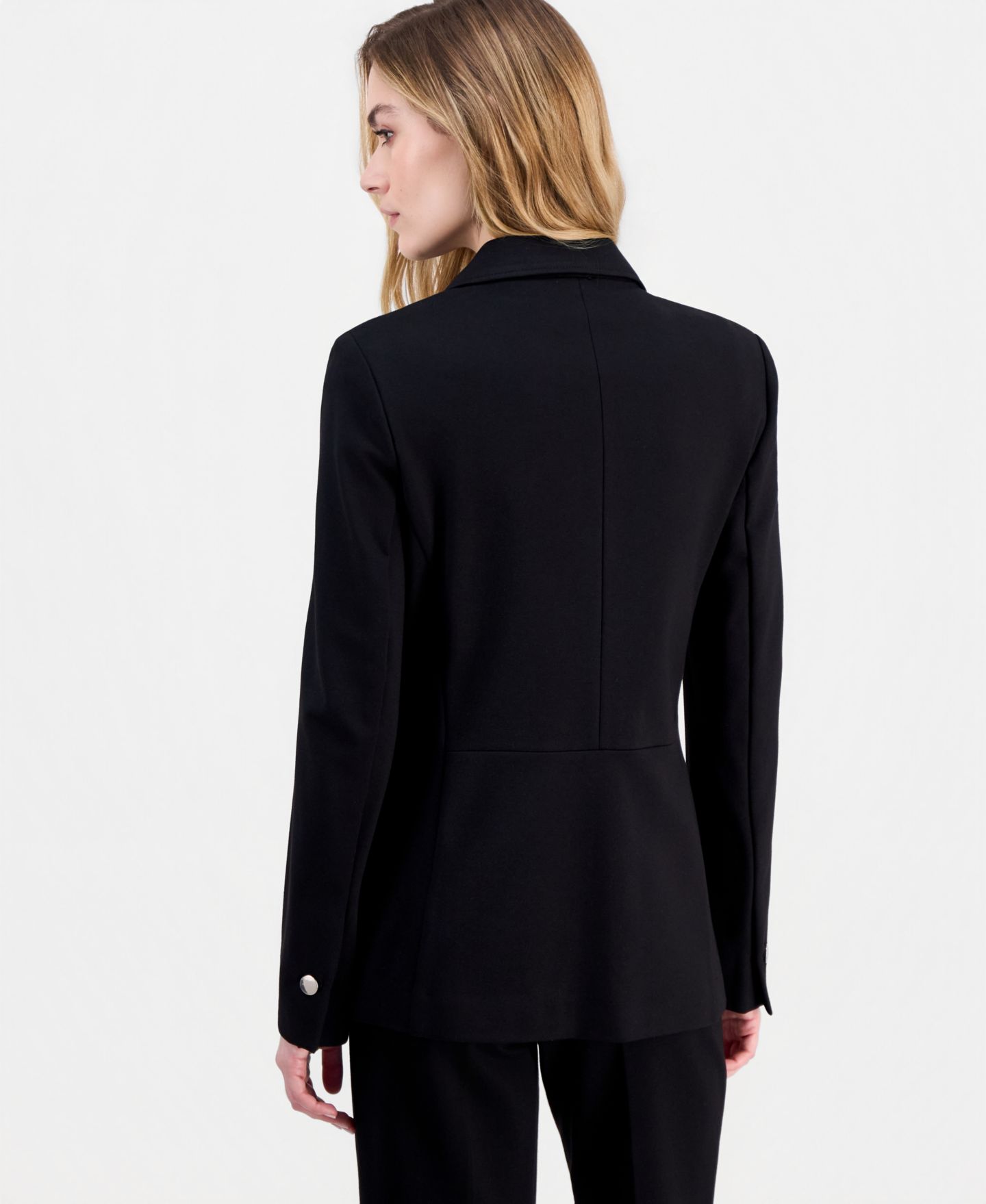Женский пиджак Anne Klein Compression Faux Double-Breasted Blazer, цвет: Чёрный — фото 4