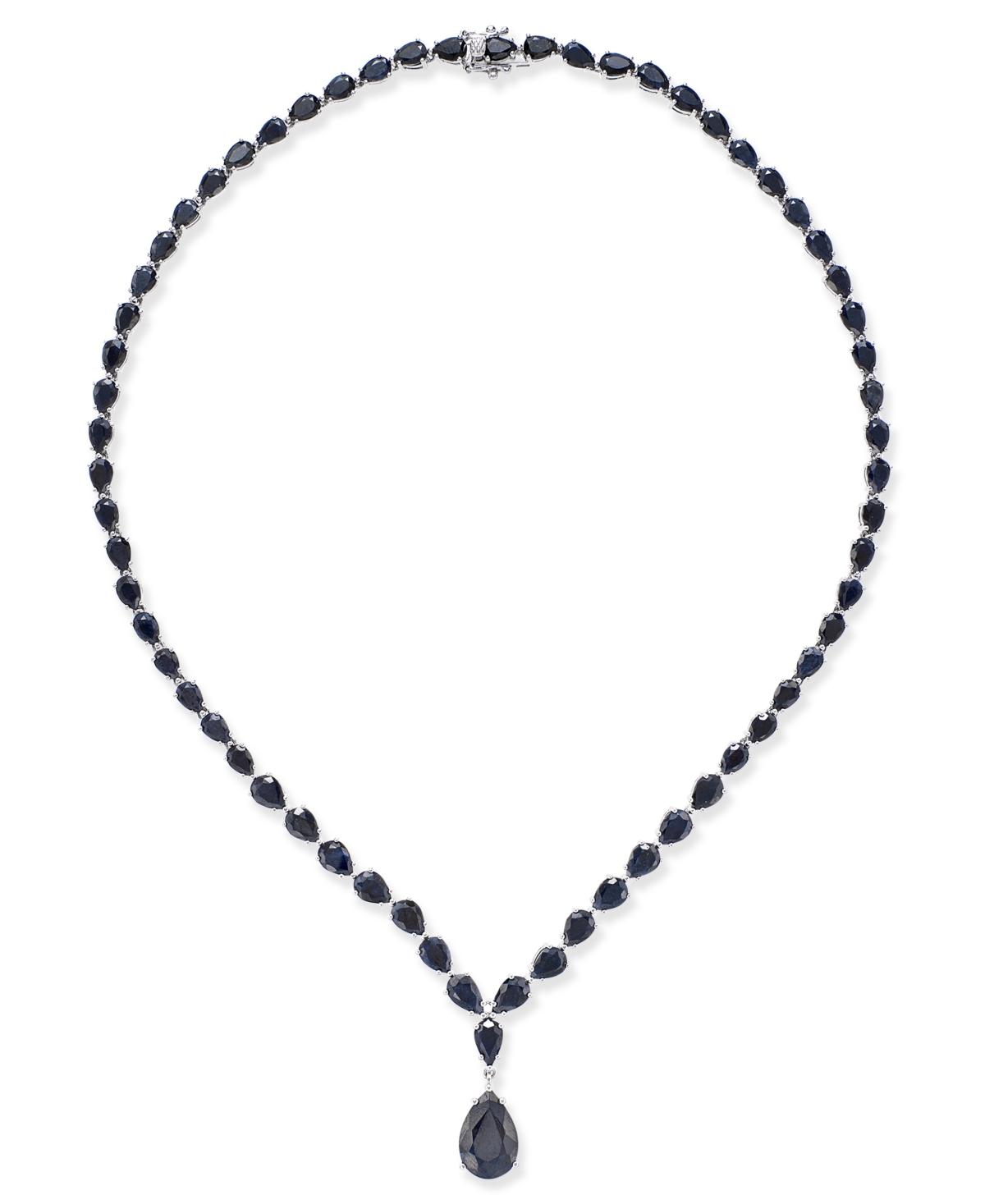 Macy's Black Sapphire Collar Necklace (28 Ct. T.w.) In Sterling Silver, Created For  In Black Sapphire