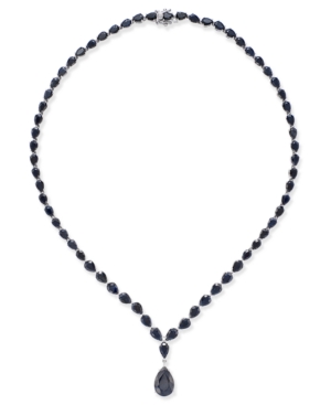 image of Black Sapphire Collar Necklace (28 ct. t.w.) in Sterling Silver, Created for Macy-s