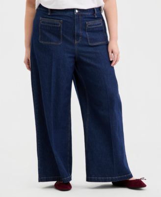 Trendy Plus Size High-Rise Wide-Leg Jeans, Macy's Exclusive