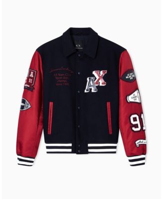 A|X Armani Exchange Men's Color Block Multi Badge Bomber