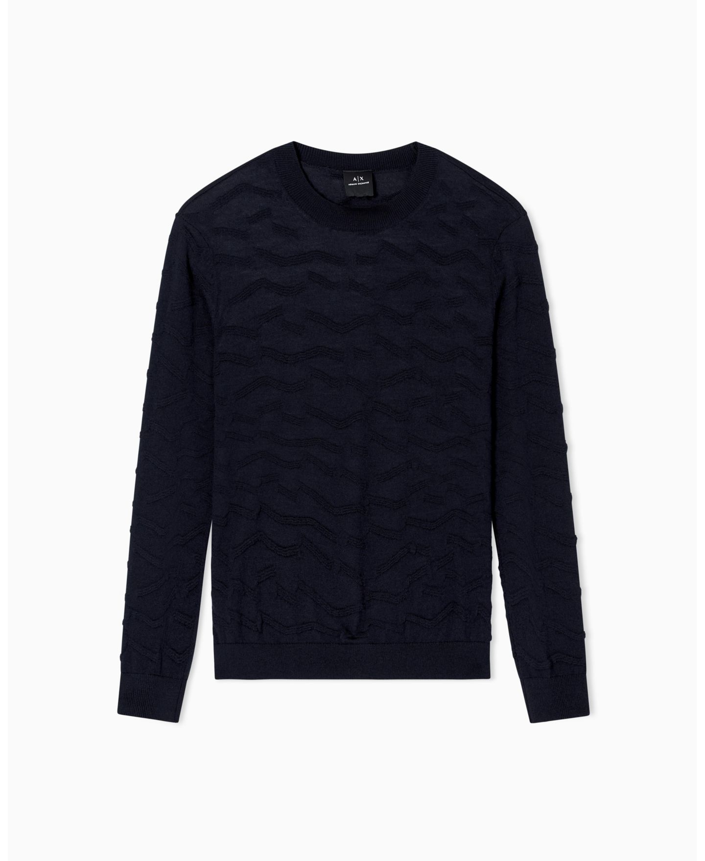 Мужской свитер A|X Armani Exchange Cozy Lab Tonal Crewneck, цвет: Глубокий тёмно-синий — фото 7