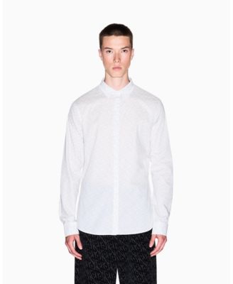 Men's Long Sleeve Poplin Allover Logo Woven Shirt