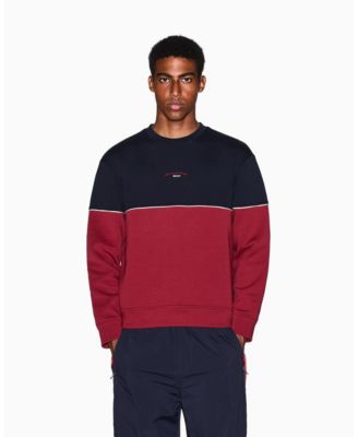 A|X Armani Exchange - Men's Color Block Embroidered Center Logo Crewneck Hoodie