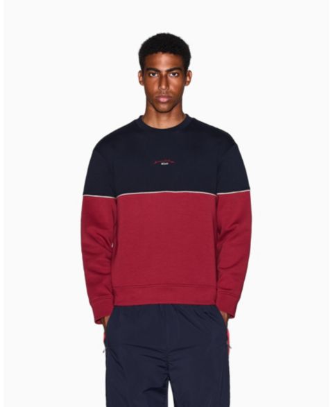 Мужская толстовка A|X Armani Exchange Color Block Embroidered Center Logo Crewneck, цвет: Глубокий тёмно-синий