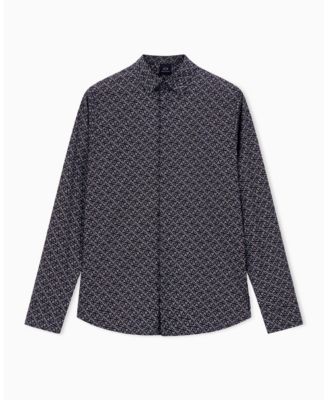 Men's Long Sleeve Poplin Allover Logo Woven Shirt