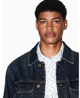 Men's Allover Letter Logo Satin Woven Shirt