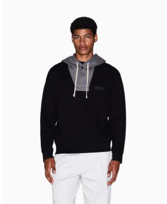 A|X Armani Exchange - Men's Cozy Lab Color Block Pique Hoodie Sweatshirt