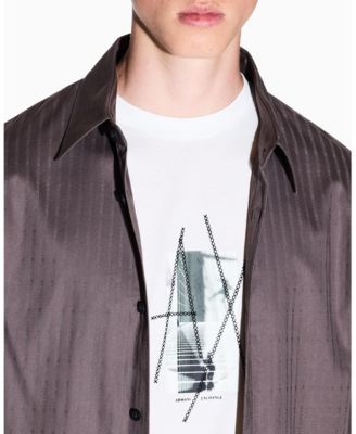 Men's Cotton Jacquard Wording Graphic Shirt