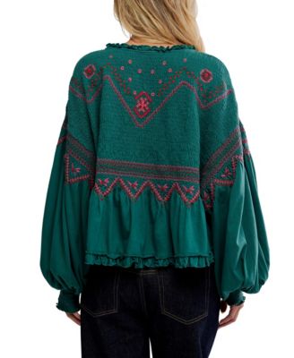 Women's Holly Crewneck Geometric Embroidered Top