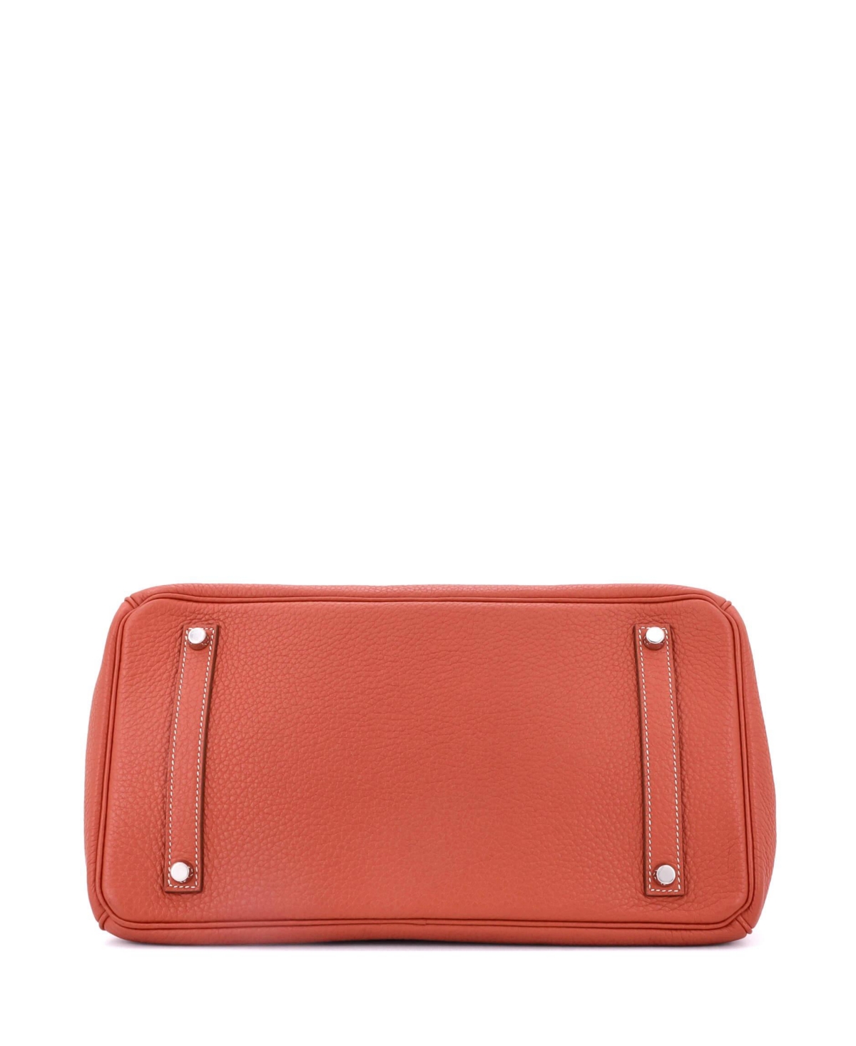 Pre-Owned HERMES Birkin 35 Handbag Orange Clemence with Palladium Hardware