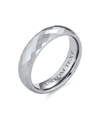 Multi Faceted Prism Cut Titanium Band Rings Silver Tone Comfort Fit 5MM