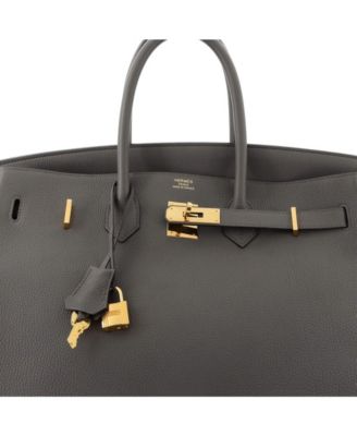 Birkin 35 Handbag Grey Togo with Gold Hardware