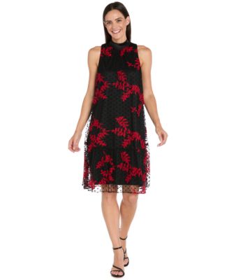 R & M Richards - Women's Embroidered Sleeveless Swing Dress