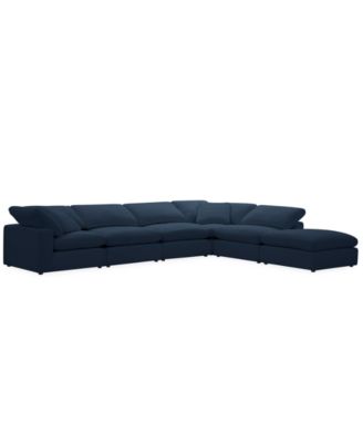 Fog 6-Pc. Fabric L-Sectional Ottoman End Sofa Set