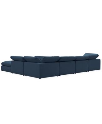 Fog 6-Pc. Fabric L-Sectional Ottoman End Sofa Set