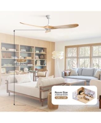 60-inch Modern White 3-Blade Ceiling Fans with Intelligent Remote Control and Timing Function
