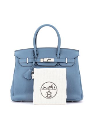 Birkin 35 Handbag Blue Togo with Palladium Hardware