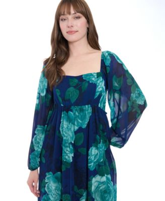 Women's Printed Smocked Back Pull-On Maxi Dress