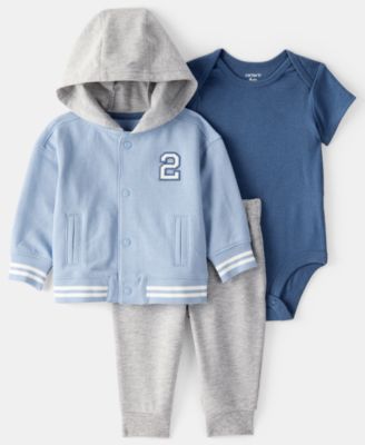 Carter's - Baby Boys 3-Piece French Terry Long-Sleeve Jacket, Bodysuit and Pants Set