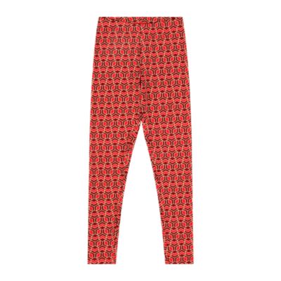 Girls Ruffle Hem Tiered Tunic and Legging Set - Red Multicolor