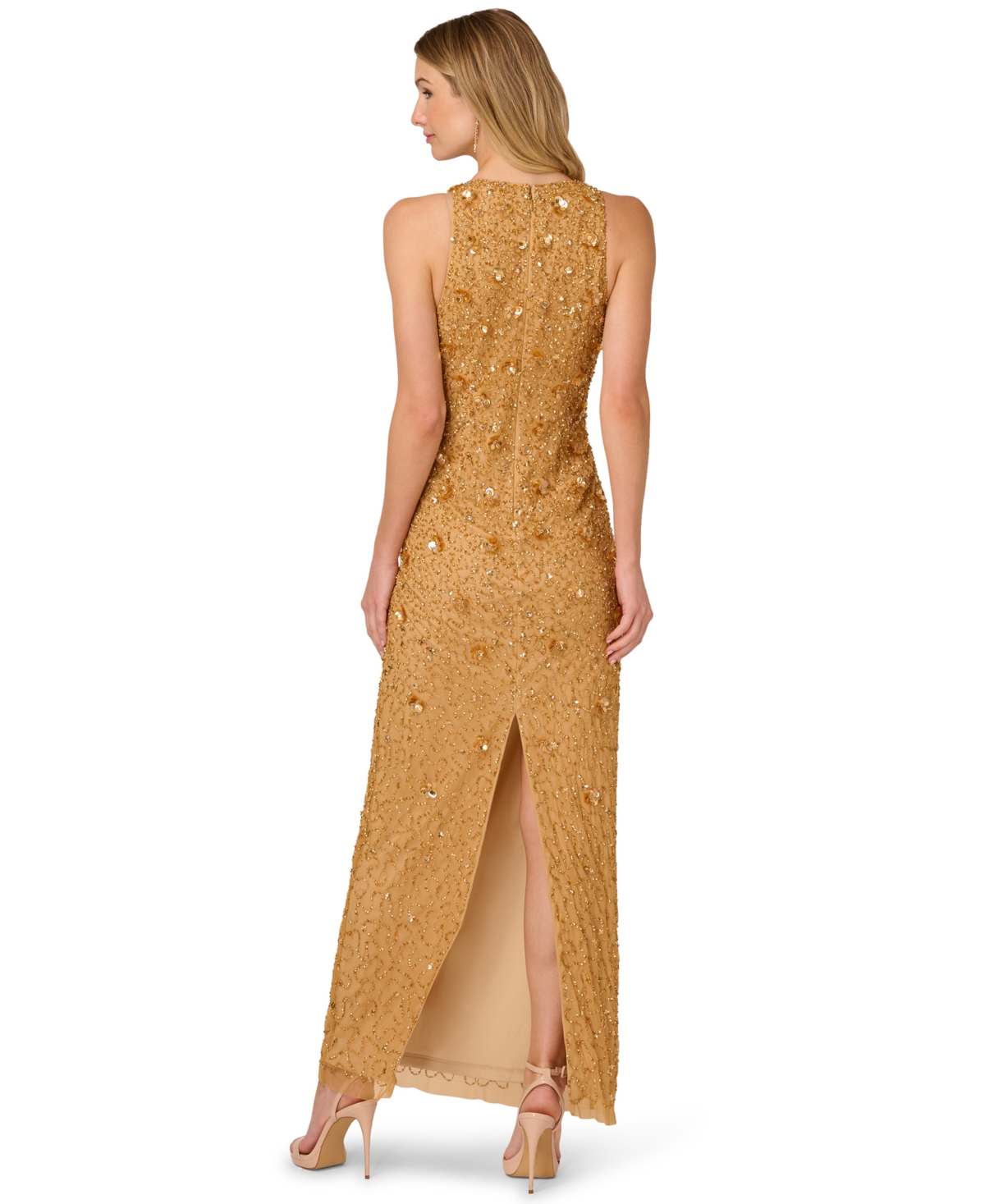 Adrianna Papell Women's Sleeveless Beaded Column Dress
