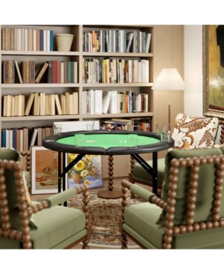 Poker Table Foldable 47" Round Card Table for 8 Players,