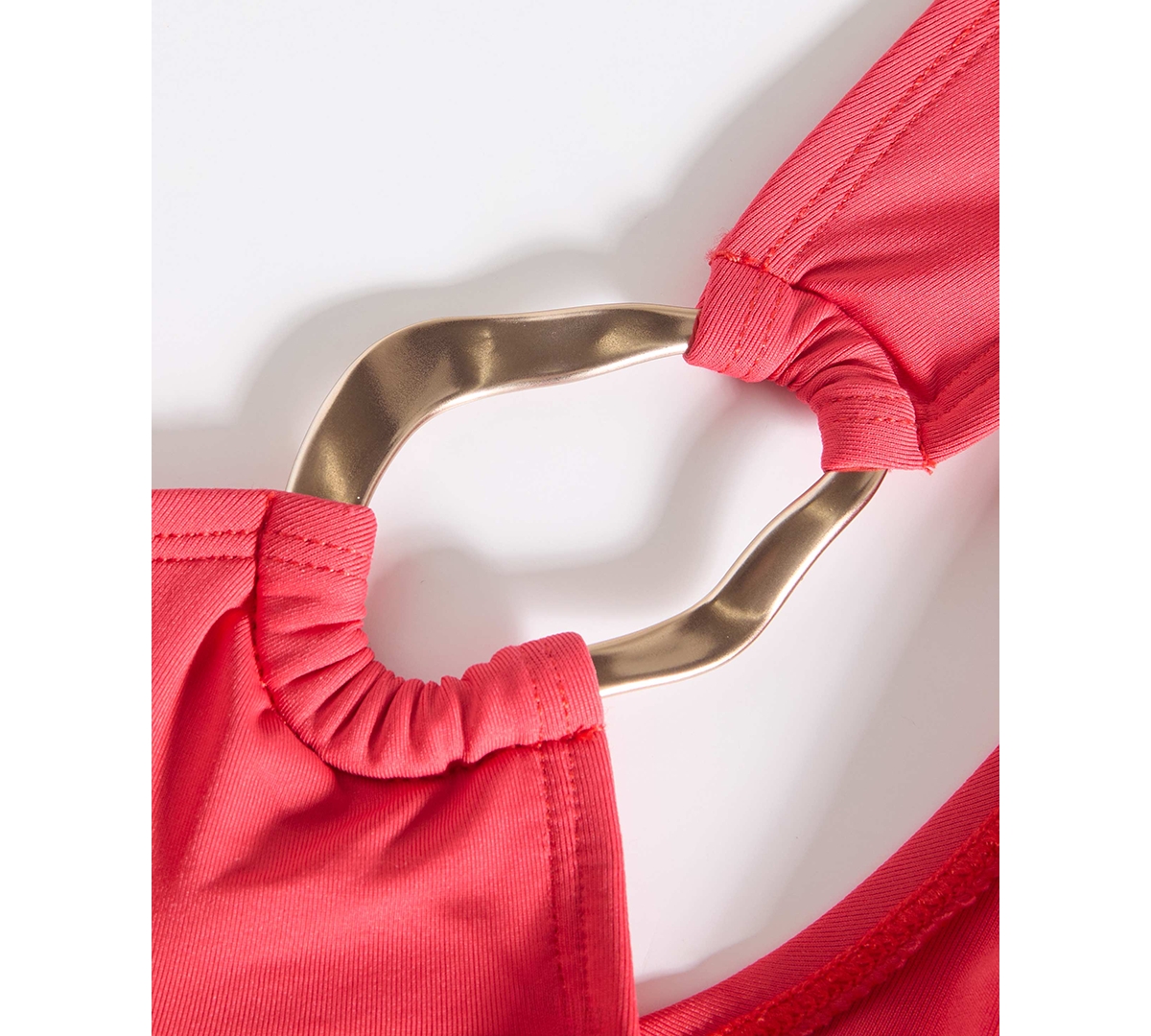 Carmen Marc Valvo Women's Shirred Halter Tankini Top In Pink