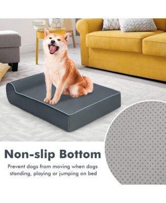 Memory Foam Orthopedic Dog Bed for Large Dogs w/ Headrest & Washable Cover
