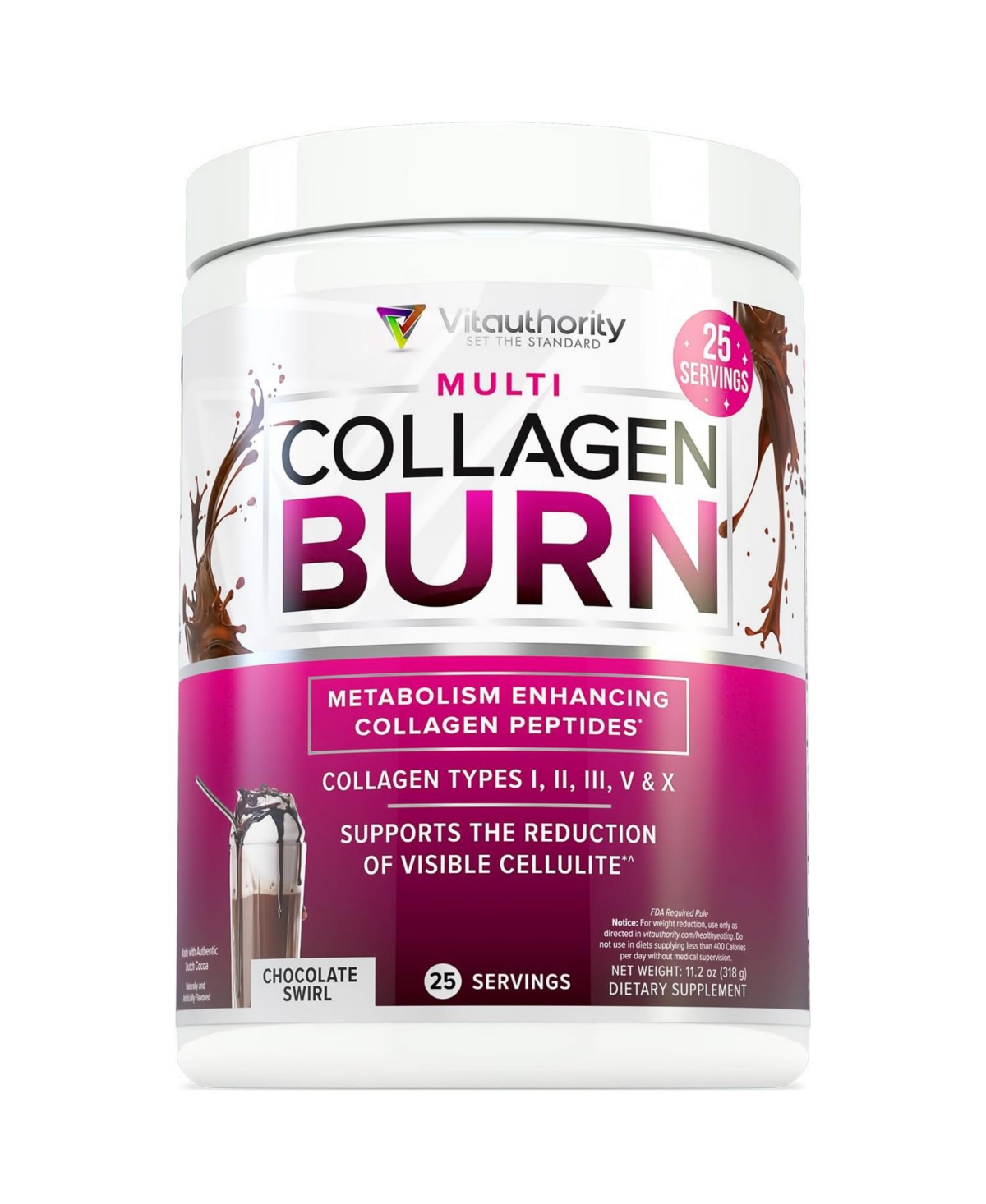Vitauthority Multi Collagen Burn, Chocolate Swirl, 318gm