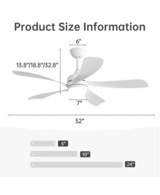 52-inch Modern Downrod Indoor ABS 5 Blades LED Light with Remote Control Support Six Speed Ajustable Ceiling Fan