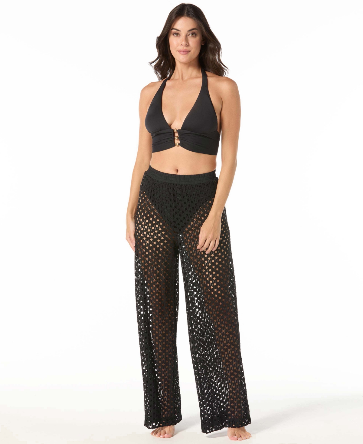 Carmen Marc Valvo Women's Halter Bra Top In Black