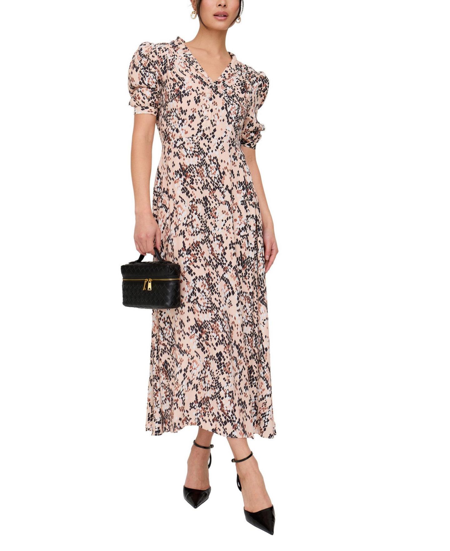 Женское платье Lily and Lionel London Julia Button Down Print Maxi, цвет: Коричневый — фото 1