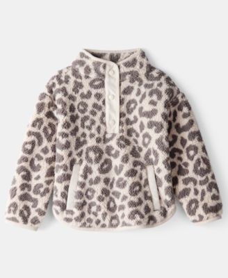 Carter's - Girls Toddler 2T-5T Cheetah Quarter-Snap Pull-On Sweatshirt