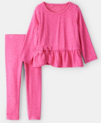 Carter's - Girls Toddler 2T-5T Bow Peplum Long-Sleeve Top and Leggings, 2-Piece Set