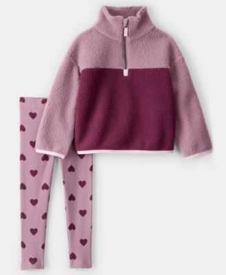 Carter's - Girls Toddler 2T-5T Half-Zip Sweatshirt and Leggings, 2-Piece Set