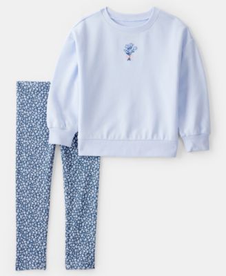 Carter's - Girls Toddler 2T-5T Floral Long-Sleeve Sweatshirt and Leggings, 2-Piece Set