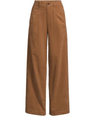 Women's Corduroy High Rise Wide Leg Top Stitch Trousers