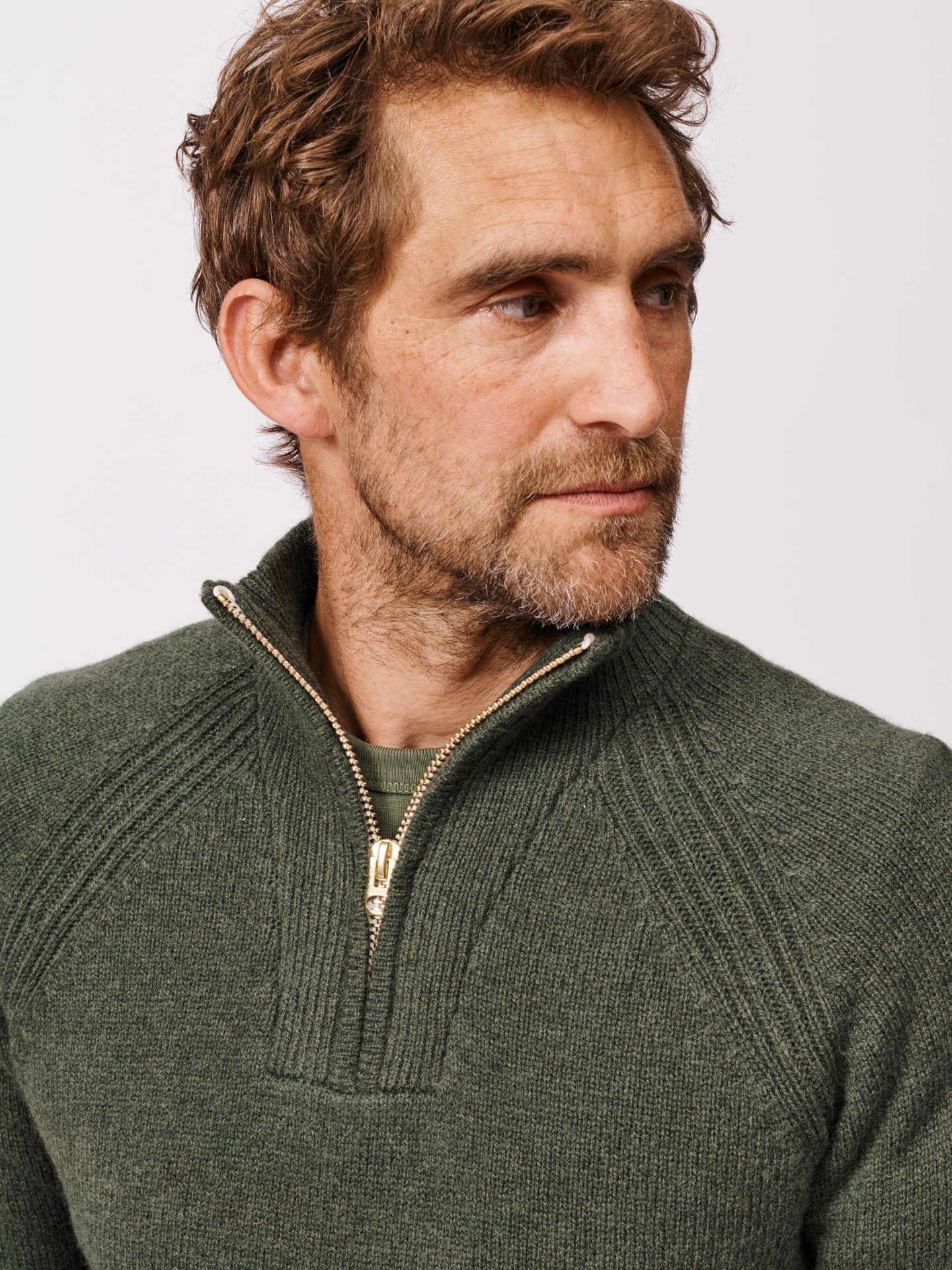 Мужской свитер Aubin Pelham Zip Neck, цвет: Тёмный зелёный — фото 4