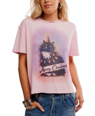 Free People - Women's Merry Meowy Graphic Short-Sleeve T-Shirt